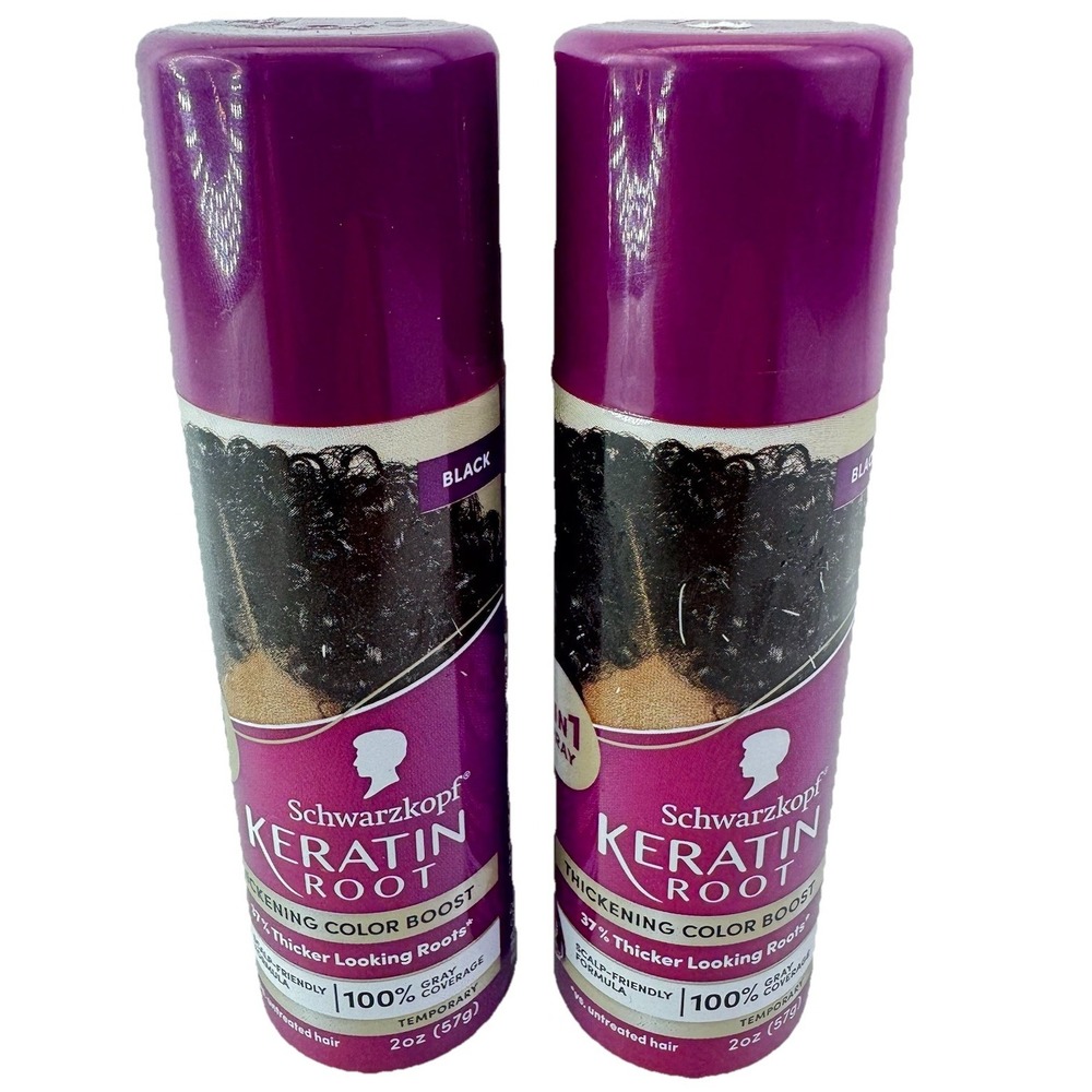 2 x Schwarzkopf Keratin Color Root Temporary Hair Color Spray, Black - Pack Of 2